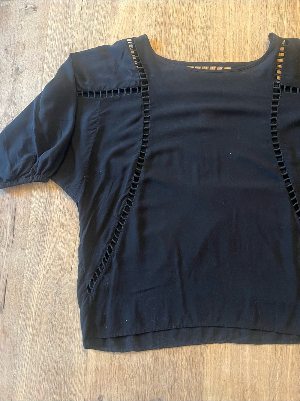Ella Moss Black Cutout Detail Long Sleeve Top